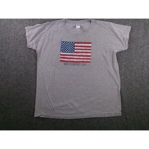 USA Shirt Men Extra Large Gray Made In American Flag Patriotic Heritage Causal